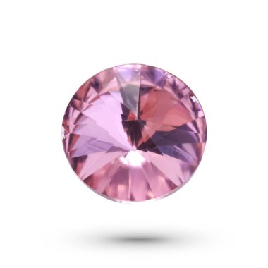 Pembe parlak değerli taş beyaz arka planda havada