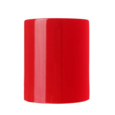 Kırmızı seramik bardak beyaza izole edilmiş. Tasarım için model