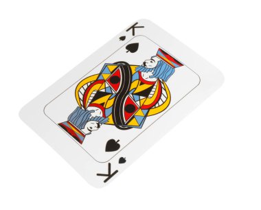 Poker oyunu. Beyazda izole edilmiş bir oyun kartı