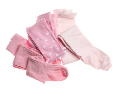 Pembe çocuğun taytı beyaza izole edilmiş, üst manzara