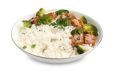 Brokoli, tavuk ve maydanozlu leziz pirinç.