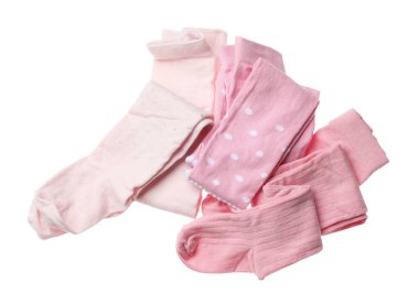 Pembe çocuğun taytı beyaza izole edilmiş, üst manzara