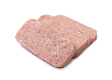 Konserve et parçaları beyaza izole edilmiş.