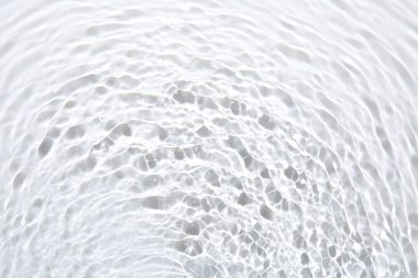 Beyaz arkaplanda dalgalı temiz su yüzeyi, üst görünüm