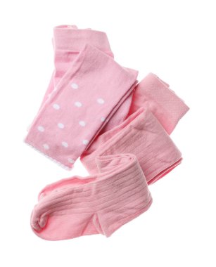 Pembe çocuğun taytı beyaza izole edilmiş, üst manzara