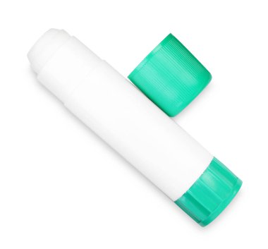 Bir tutkal ve kapak beyaza izole edilmiş, üst görünüm