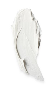 Krema beyaza izole edilmiş, üst manzara. Kozmetik ürün örneği