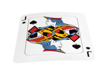 Poker oyunu. Beyazda izole edilmiş bir oyun kartı