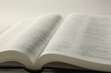 Masada İngilizce İncil 'i aç, yakın plan.
