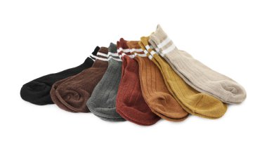 Bir çift yumuşak çorap beyazda izole edilmiş