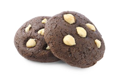 Beyaz fındıklı lezzetli çikolatalı kurabiyeler.