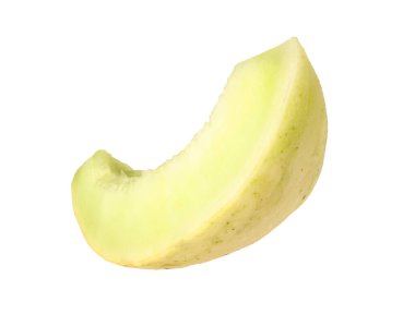 Beyaz üzerine izole edilmiş taze kavun dilimi