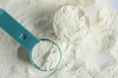 Protein tozu ve kepçe, üst görünüm