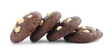 Beyaz fındıklı lezzetli çikolatalı kurabiyeler.