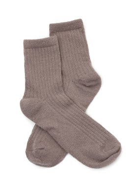 Bir çift yumuşak çorap beyaz, üst görünümde izole