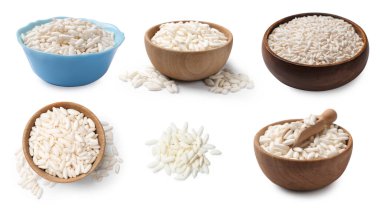 Beyaz üzerine izole edilmiş gevrek pirinç.