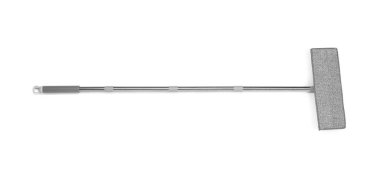 Metal saplı paspas beyaz, üst görünümde izole