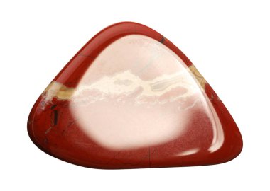 Beyaz üzerine izole edilmiş güzel kırmızı yeşim taşı. Doğal değerli taş.