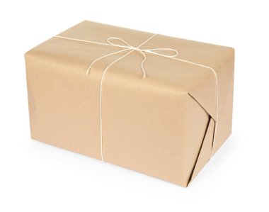 Beyaz kağıda sarılmış bir paket kutusu