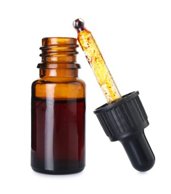 Beyaz pipetli bir şişe topikal iyot.