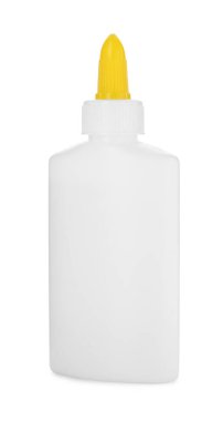 Bir şişe tutkal beyaza izole edilmiş.