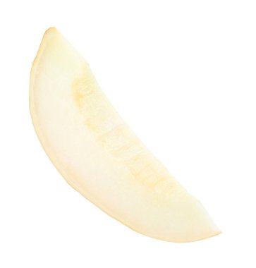 Olgun kavun dilimi beyaza izole edilmiş.