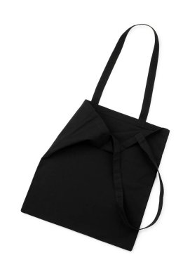 Beyaza izole edilmiş siyah bir alışveriş çantası. Tasarım için model