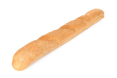 Beyazda susamlı taze bir baget.