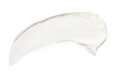 Krema beyaza izole edilmiş, üst manzara. Kozmetik ürün örneği