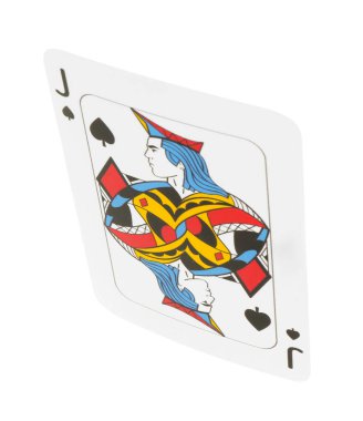 Poker oyunu. Beyazda izole edilmiş bir oyun kartı