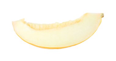 Olgun kavun dilimi beyaza izole edilmiş.