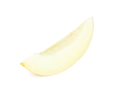 Olgun kavun dilimi beyaza izole edilmiş.