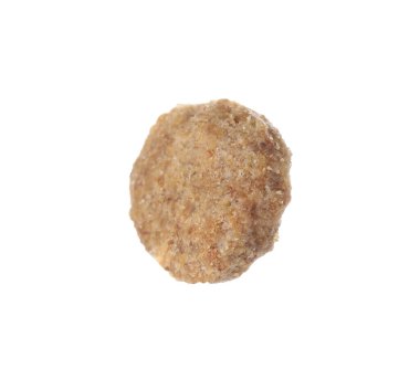 Beyaza izole edilmiş bir ev hayvanı besin taneciği.