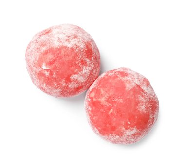 Lezzetli mochi beyaz, üst görünümde izole