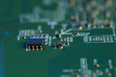 Bilgisayar devre kartı, makro görüş. Elektronik mühendisliği