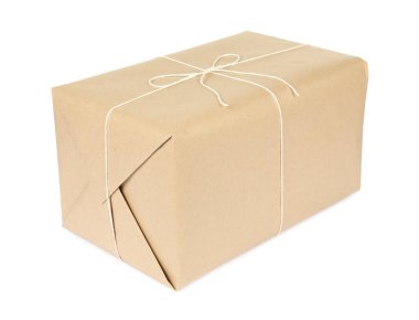 Beyaz kağıda sarılmış bir paket kutusu