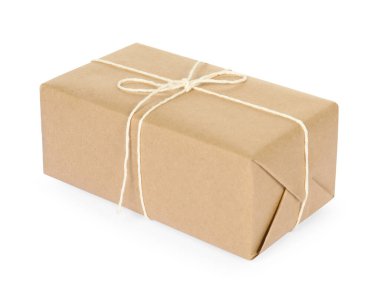 Beyaz kağıda sarılmış bir paket kutusu