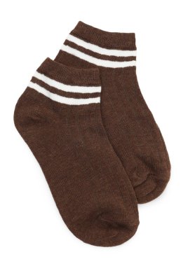 Bir çift yumuşak çorap beyaz, üst görünümde izole