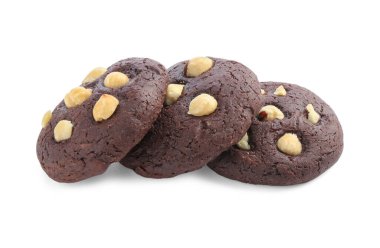 Beyaz fındıklı lezzetli çikolatalı kurabiyeler.