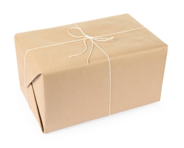 Beyaz kağıda sarılmış bir paket kutusu