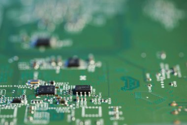 Bilgisayar devre kartı, makro görüş. Elektronik mühendisliği