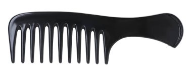 Bir siyah plastik tarak beyaza izole edilmiş.