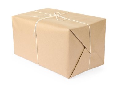 Beyaz kağıda sarılmış bir paket kutusu