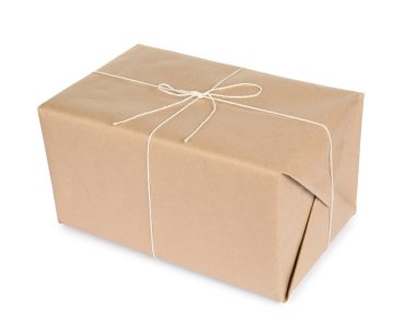 Beyaz kağıda sarılmış bir paket kutusu