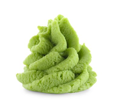 Wasabi macunu beyaza izole edilmiş. Baharatlı sos.