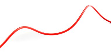 Beyaz üzerine izole edilmiş bir kırmızı elektrik kablosu