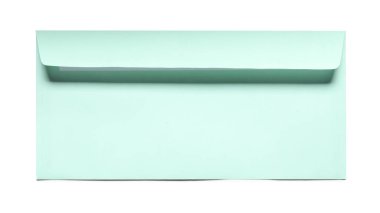 Yeşil zarf beyaz üzerine izole edilmiş, üst manzara. Tasarım için model