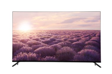 Televizyonda doğa manzarası beyaz ekranda izole edilmiş.