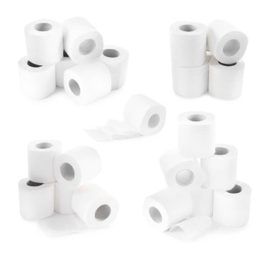 Toilet paper rolls isolated on white, set clipart