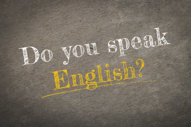 İngilizce konuşabiliyor musun? Eski kâğıt üzerinde metin. Dil kursu